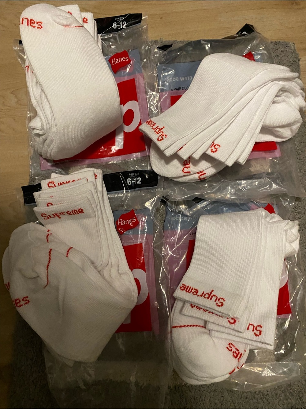 Supreme White Crew Socks - Pack of Assorted Pairs